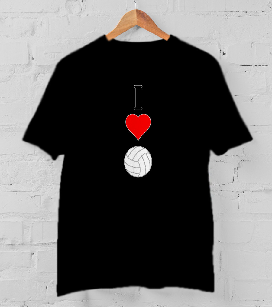 Vertical I Love Heart Volleyball T-Shirt