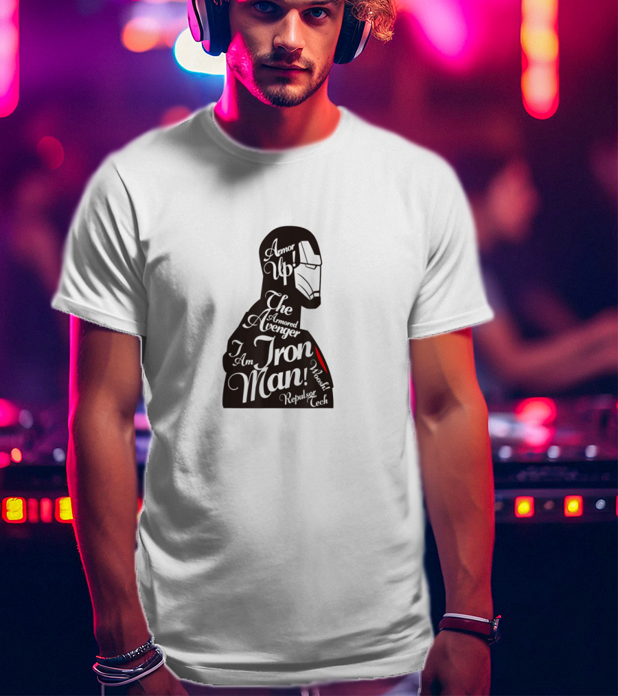 Marvel Iron Man Armored Avenger Typography T-Shirt