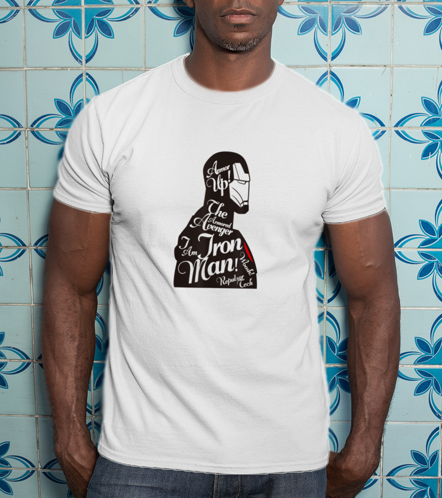 Marvel Iron Man Armored Avenger Typography T-Shirt