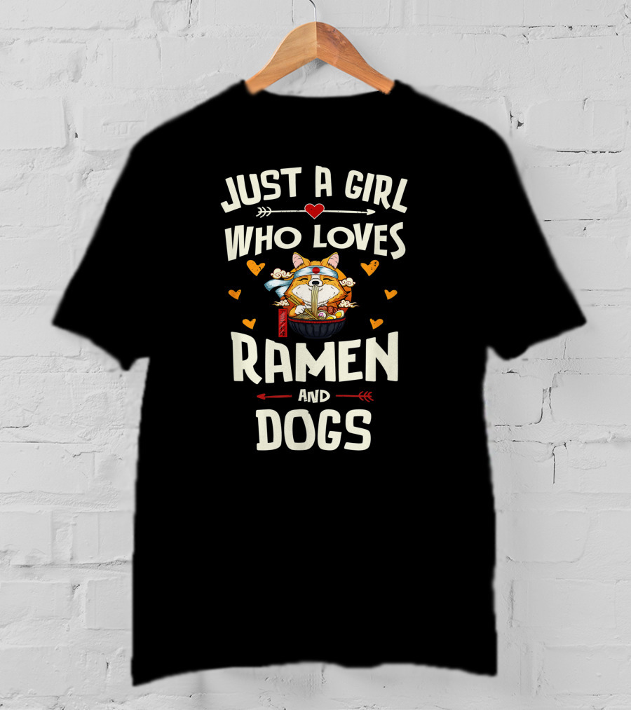 Just A Girl Who Loves Ramen And Dogs Kawaii Anime T-Shirt