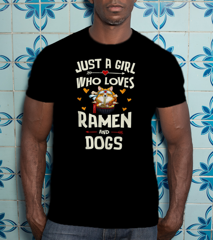 Just A Girl Who Loves Ramen And Dogs Kawaii Anime T-Shirt