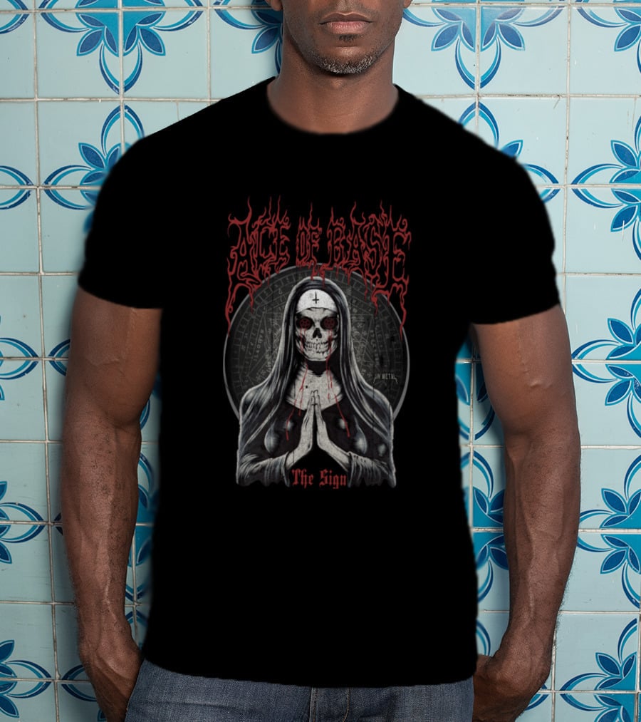 Ace Of Base The Sign Metal Skull Nun T-Shirt