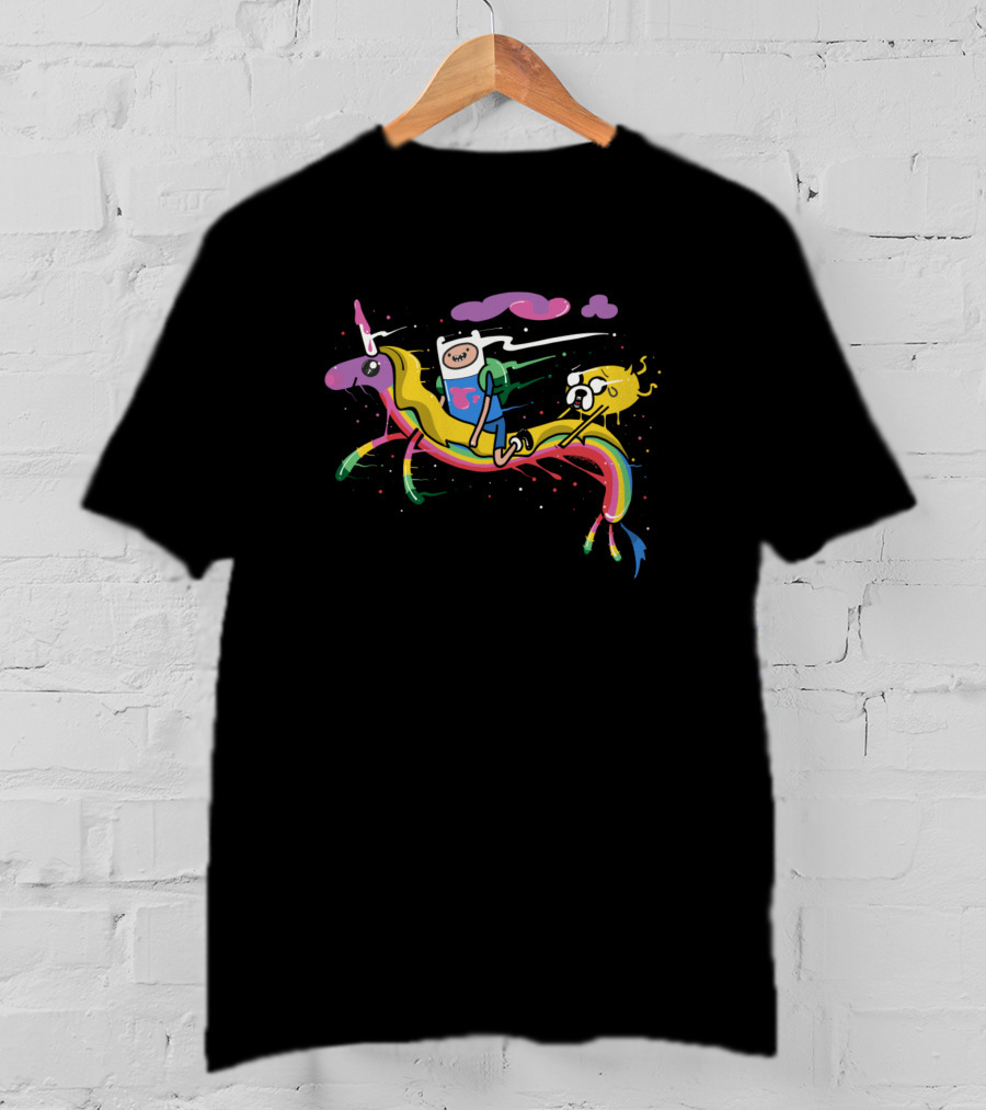 Adventure Time Trippin Finn And Jake On Lady Rainicorn T-Shirt
