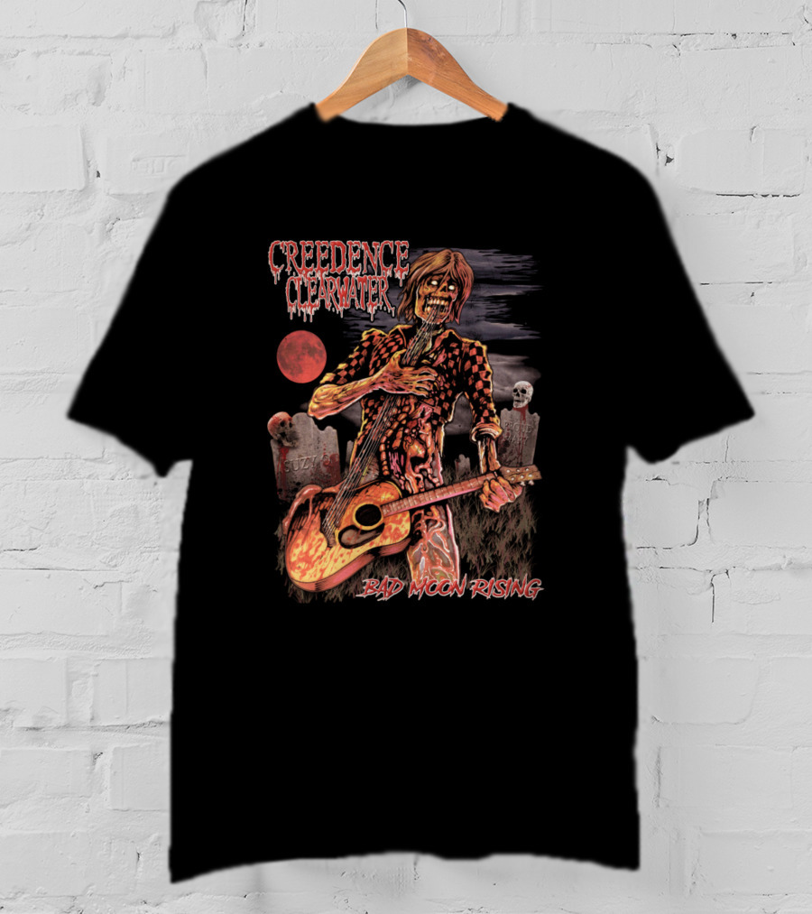 Creedence Clearwater Revival Bad Moon Rising Zombie Guitar Graveyard T-Shirt