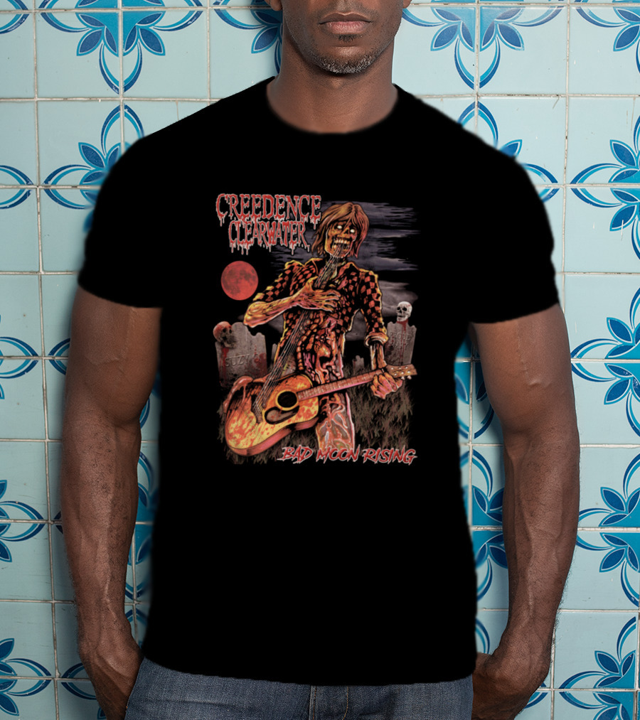 Creedence Clearwater Revival Bad Moon Rising Zombie Guitar Graveyard T-Shirt