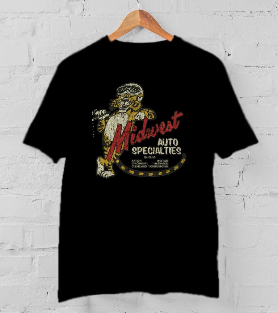 Midwest Auto Specialties Akron Cincinnati Cleveland Dayton Lakewood Youngstown Tiger Racing T-Shirt
