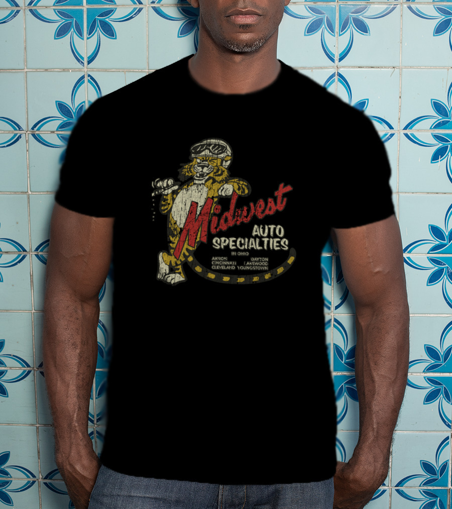Midwest Auto Specialties Akron Cincinnati Cleveland Dayton Lakewood Youngstown Tiger Racing T-Shirt