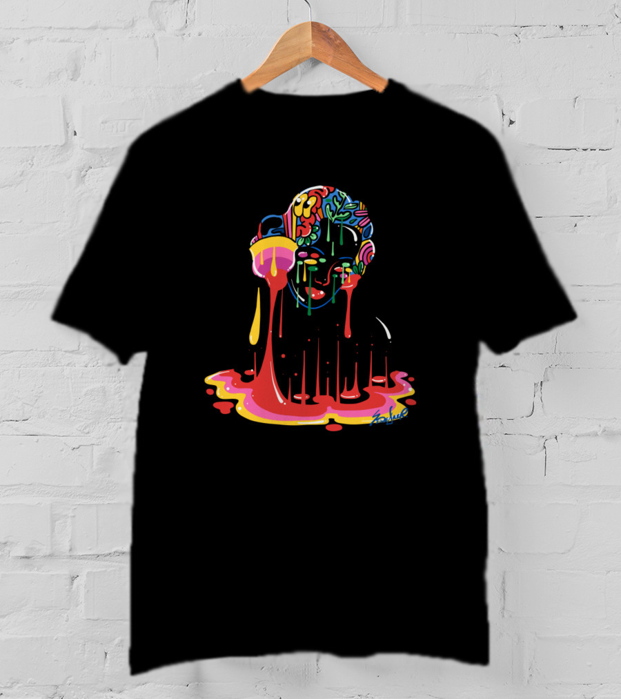 Female Empowerment Vibrant Doodle Girl Bust Psychedelic Colors T-Shirt