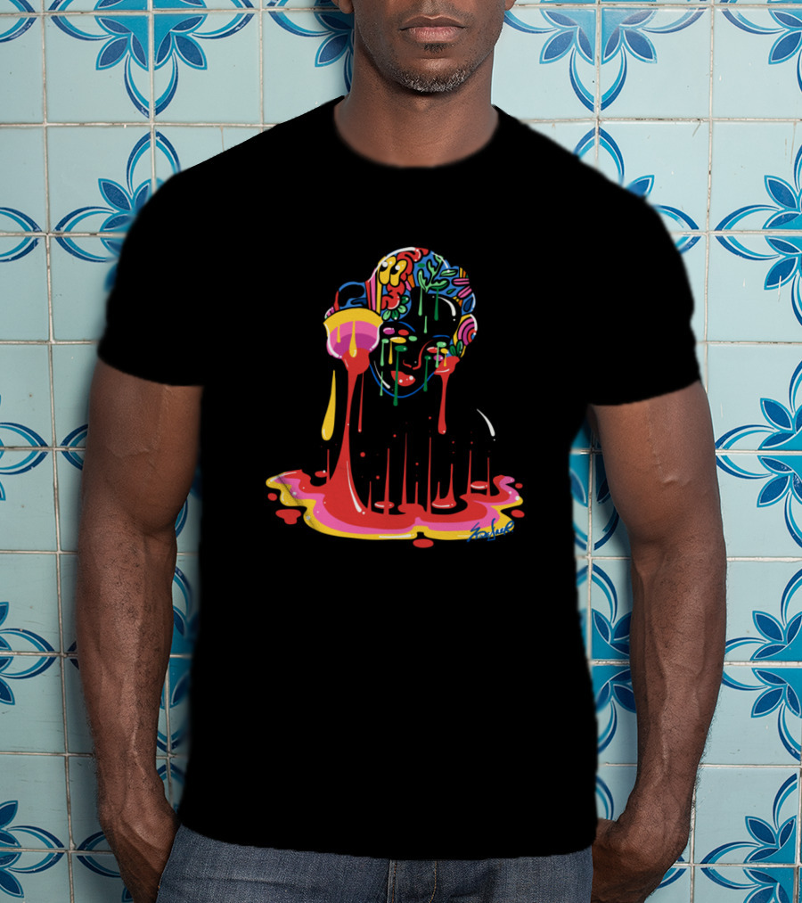 Female Empowerment Vibrant Doodle Girl Bust Psychedelic Colors T-Shirt