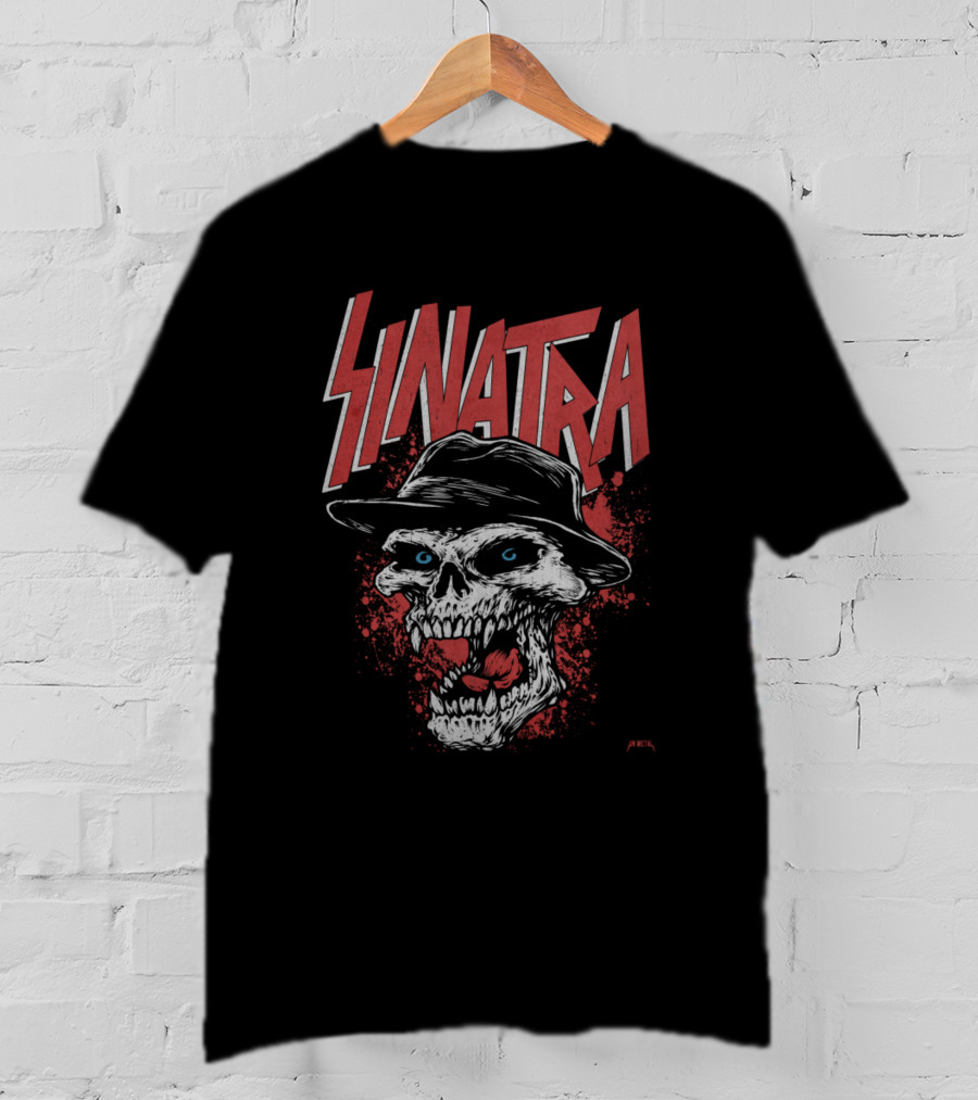 SINATRA Skull In Fedora Shooo Bee Doo Bee Doom T-Shirt