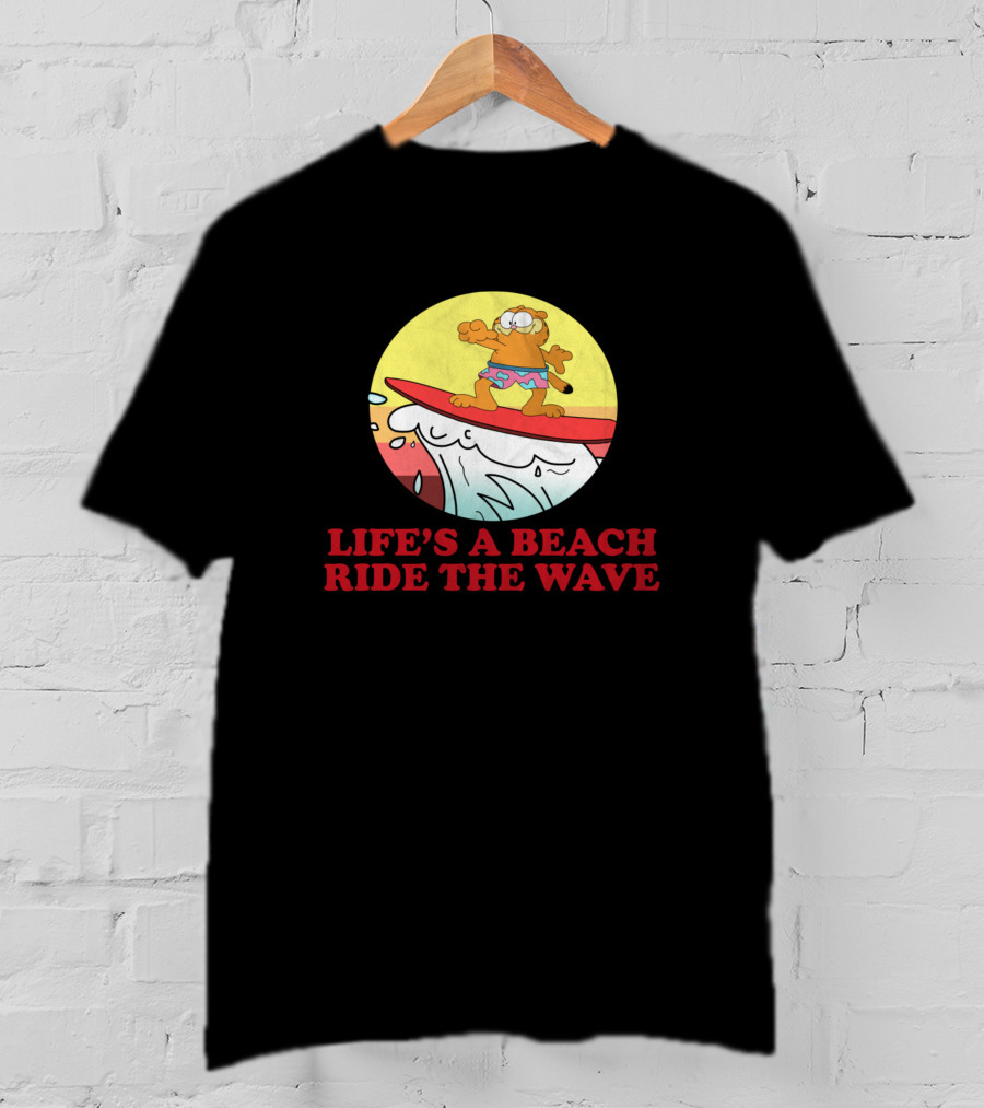 Garfield Surfing Adventure Life's A Beach Ride The Wave T-Shirt