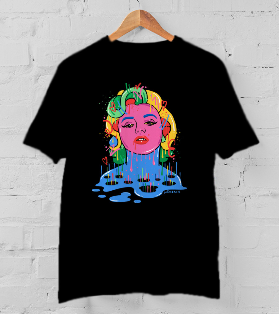 Marylin Monroe Trippy Monroe Vibrant Pop Art By Santlov T-Shirt