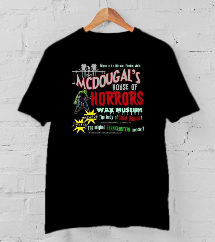 McDougal's House Of Horrors Wax Museum Count Dracula Frankenstein Monster Florida T-Shirt