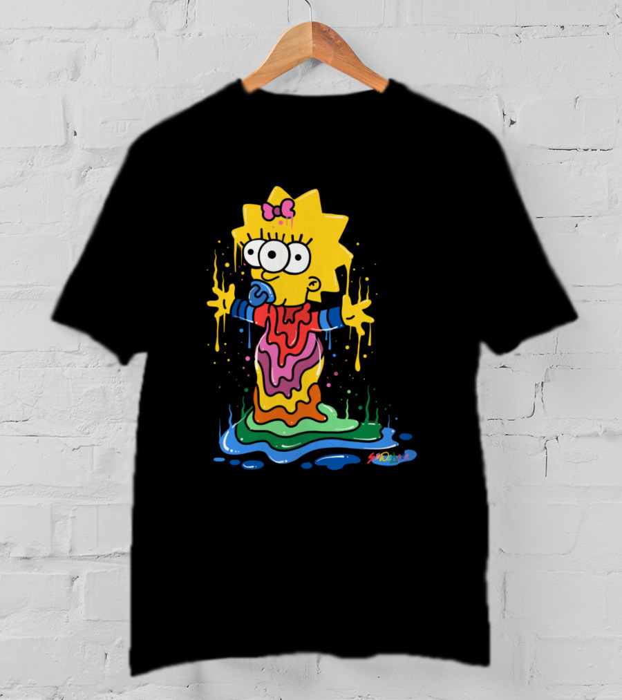 Melting Three Eyed Maggie Simpson Dripping Psychedelic Colors By Sh0ck9r T-Shirt