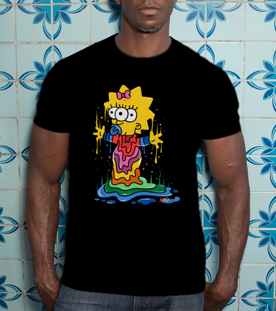 Melting Three Eyed Maggie Simpson Dripping Psychedelic Colors By Sh0ck9r T-Shirt