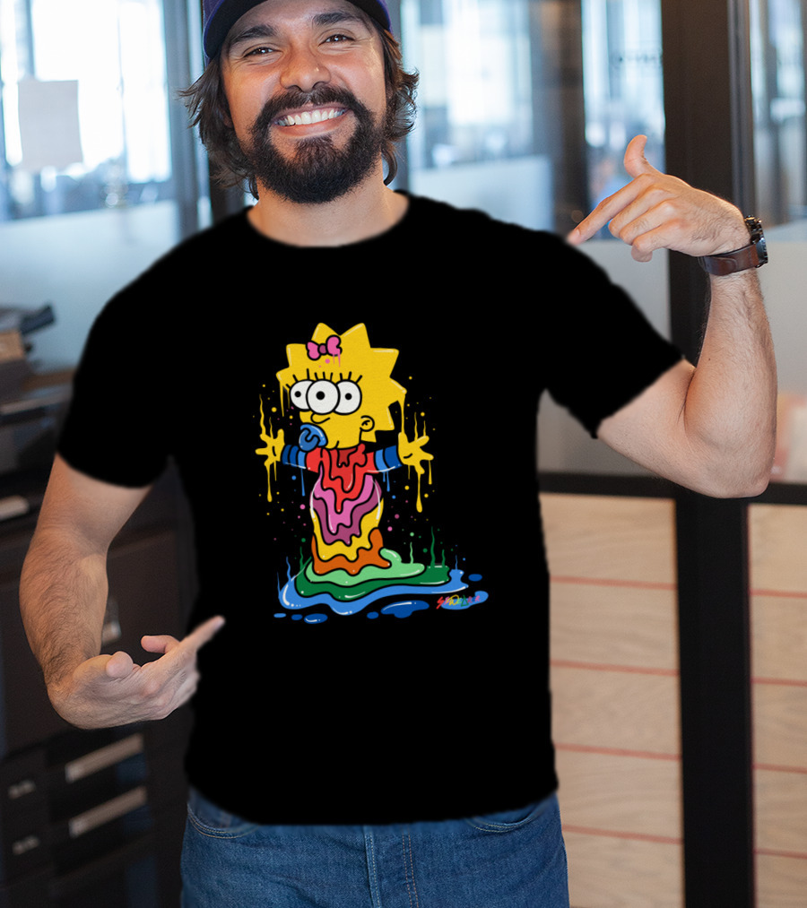 Melting Three Eyed Maggie Simpson Dripping Psychedelic Colors By Sh0ck9r T-Shirt