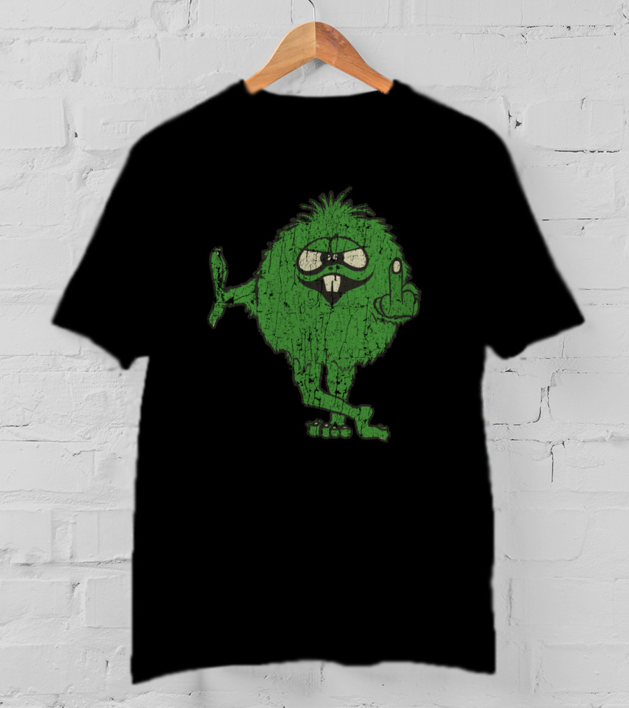 Middle Finger IDGAF Green Monster Sticking Out Tongue T-Shirt
