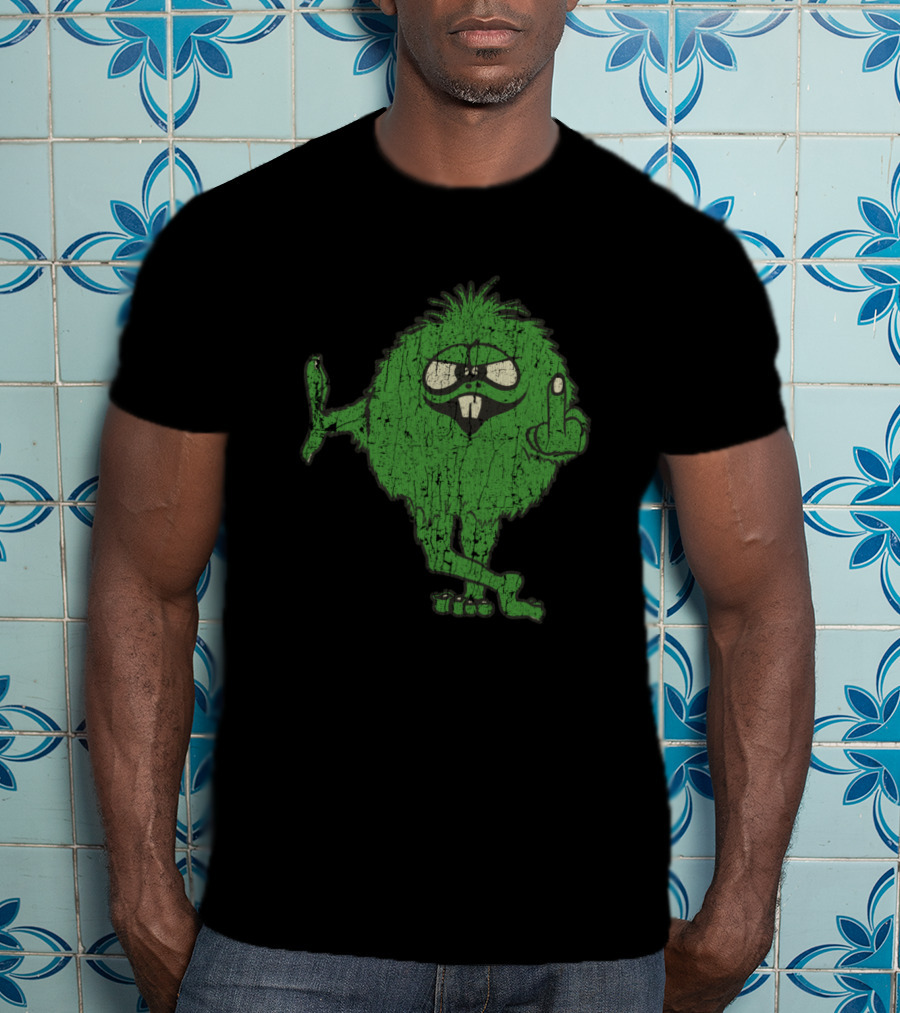 Middle Finger IDGAF Green Monster Sticking Out Tongue T-Shirt