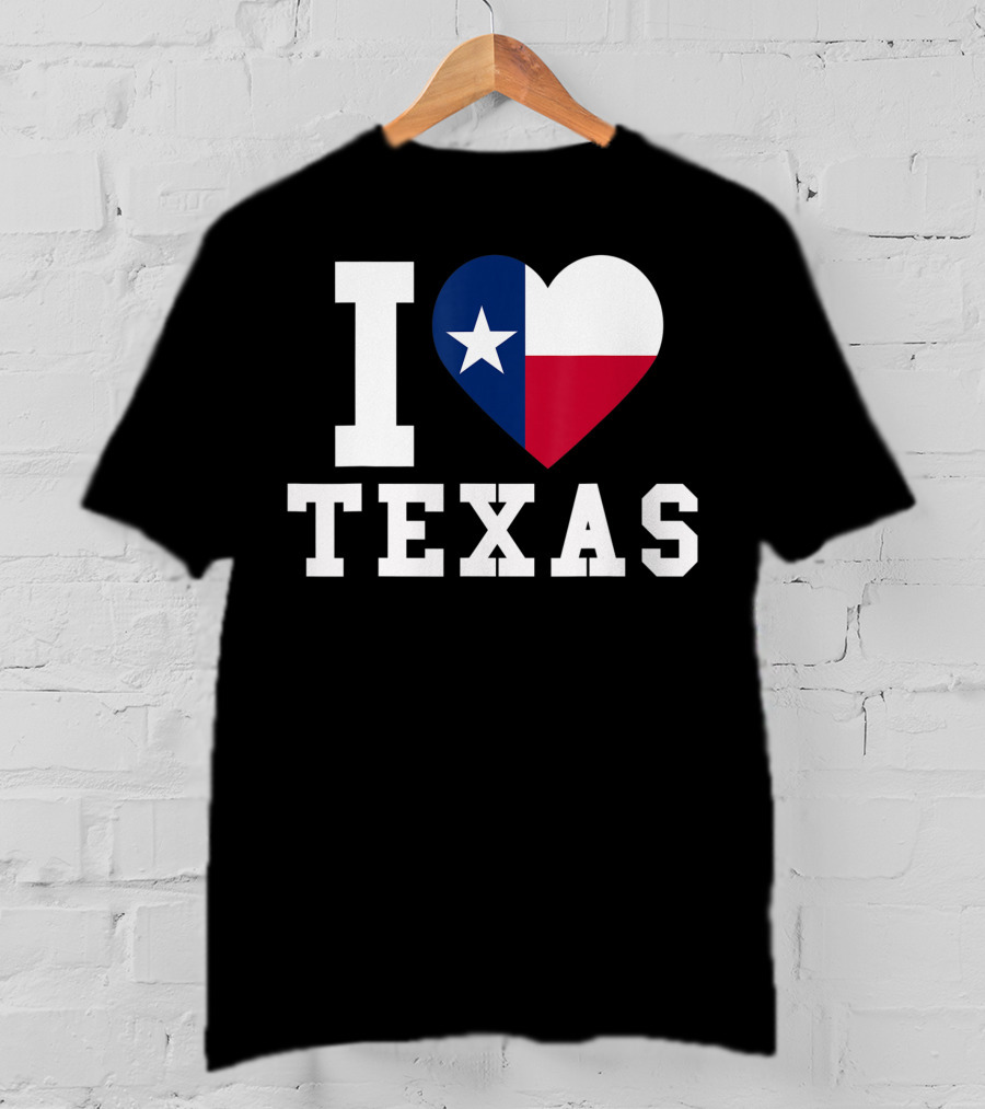 I Love Texas Heart Lone Star Flag T-Shirt