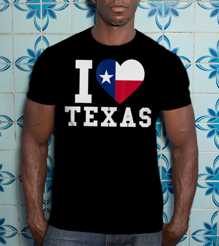 I Love Texas Heart Lone Star Flag T-Shirt