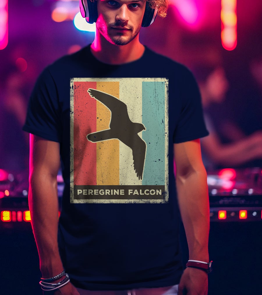 Peregrine Falcon Lover Vintage Animal Retro Stripes T-Shirt