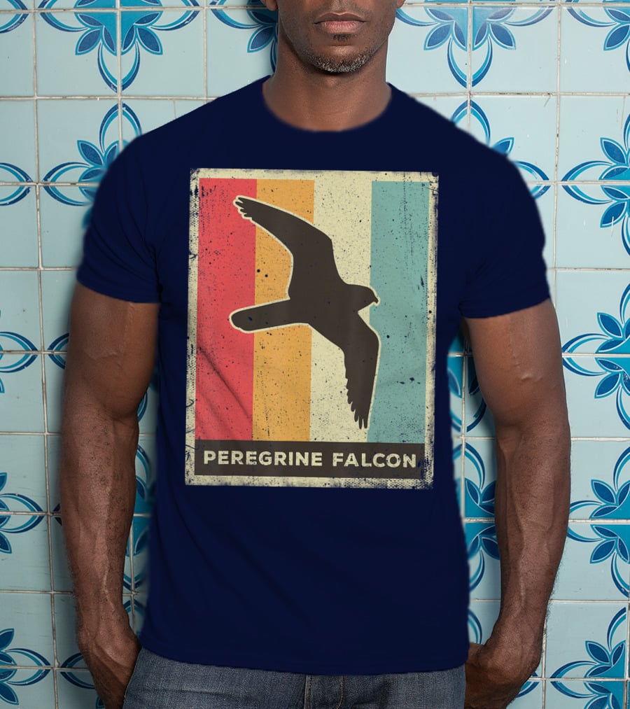 Peregrine Falcon Lover Vintage Animal Retro Stripes T-Shirt