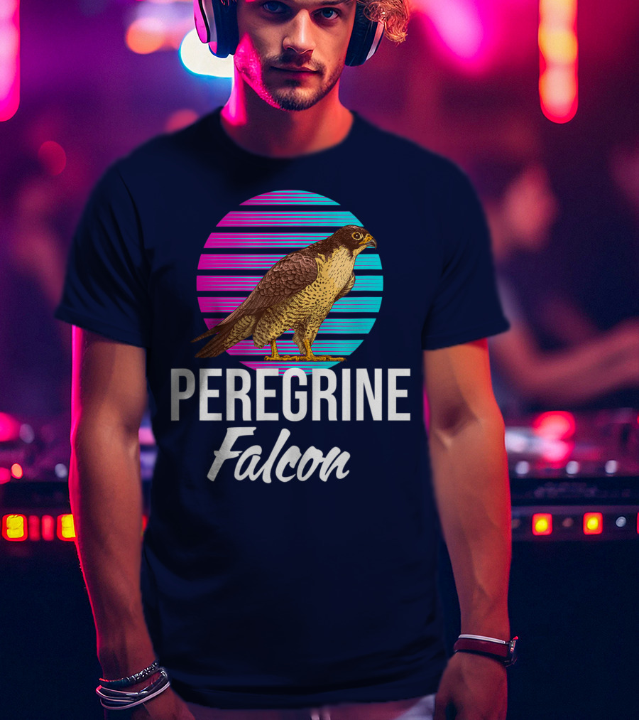 Peregrine Falcon Bird Retro Stripes Falcon Animal T-Shirt