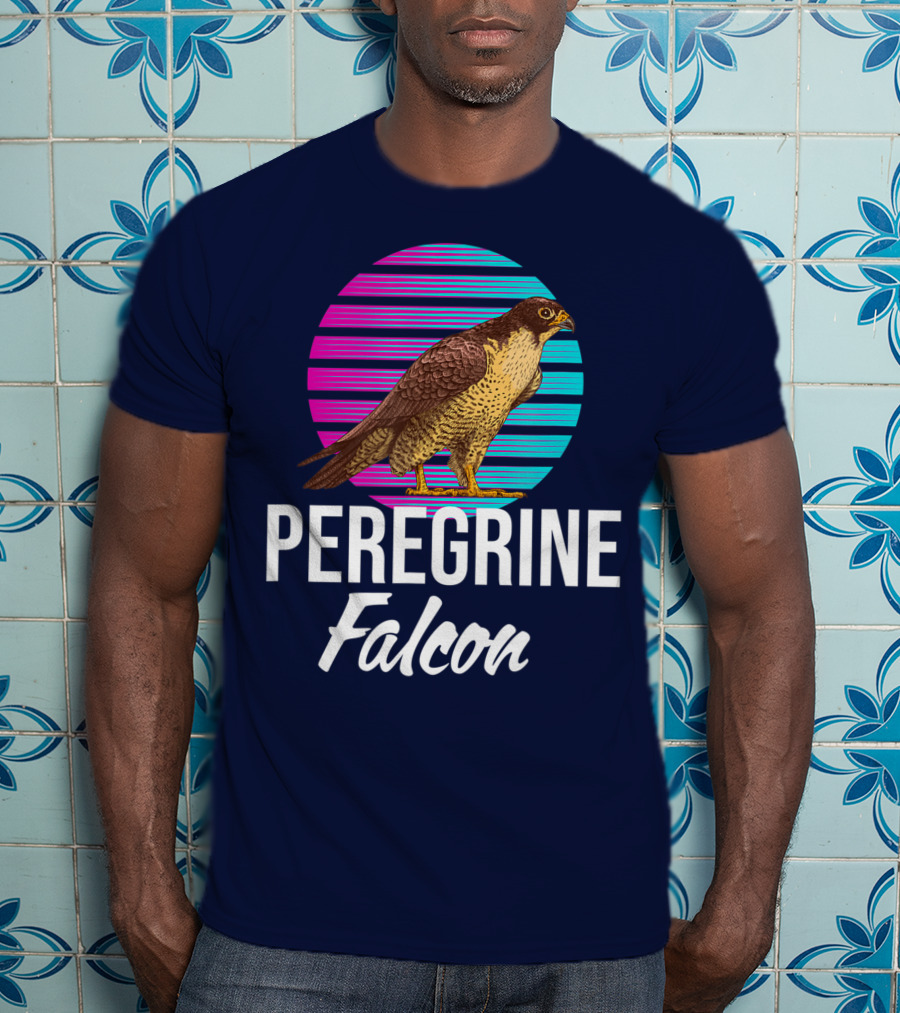 Peregrine Falcon Bird Retro Stripes Falcon Animal T-Shirt