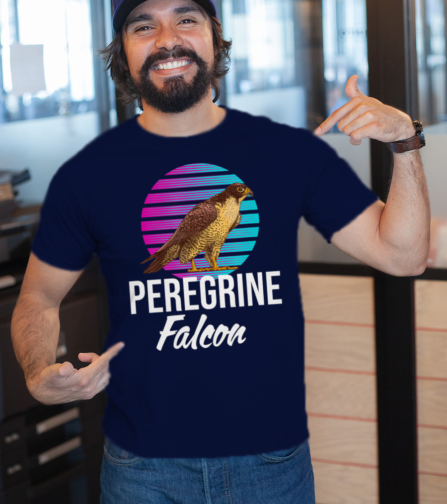 Peregrine Falcon Bird Retro Stripes Falcon Animal T-Shirt