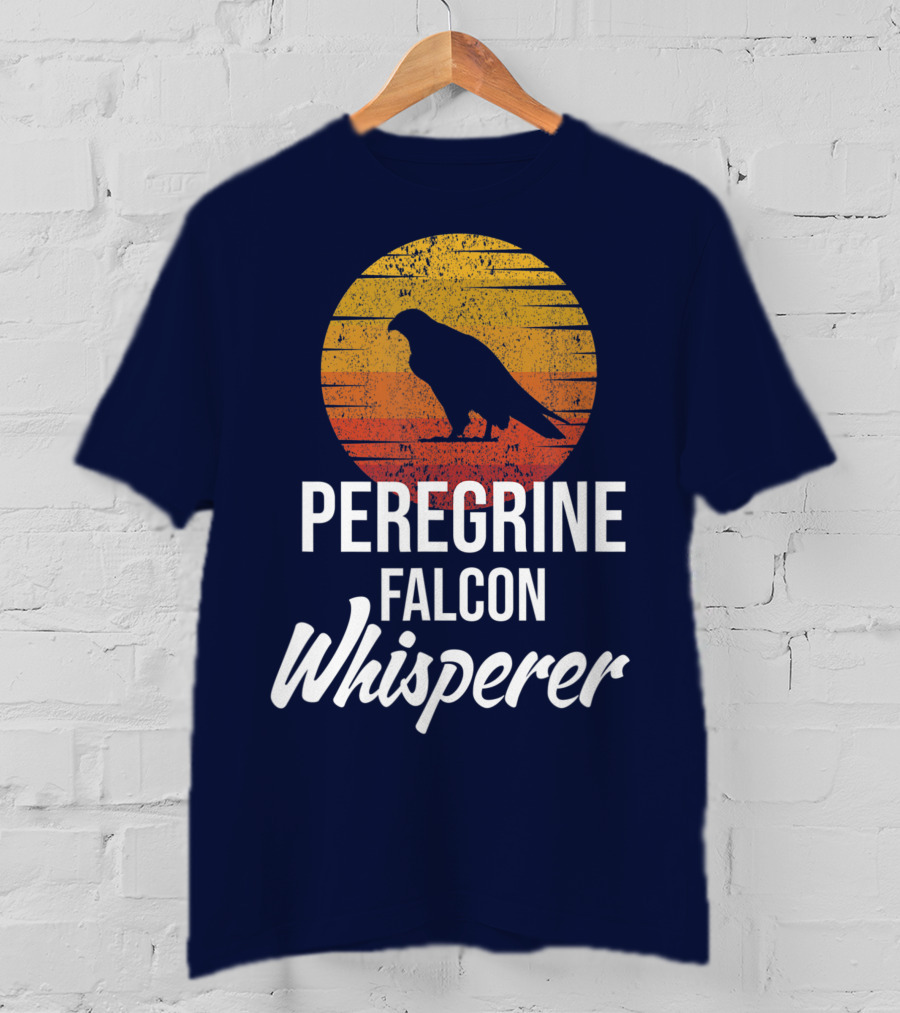 Peregrine Falcon Whisperer Bird Nature Silhouette Retro Sun T-Shirt