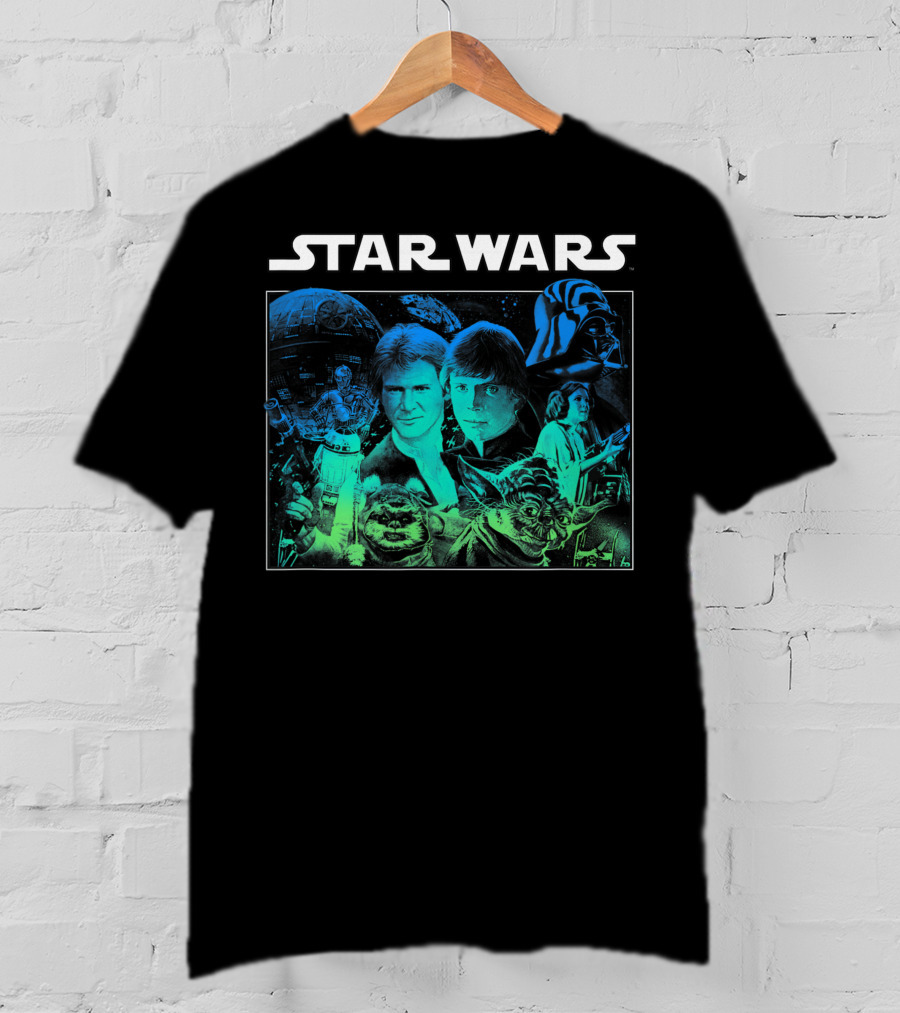 Star Wars Cast Return Of The Jedi Starry Darth Vader Yoda Han Luke Leia T-Shirt