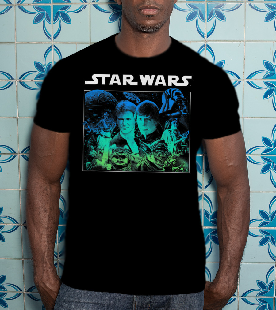 Star Wars Cast Return Of The Jedi Starry Darth Vader Yoda Han Luke Leia T-Shirt