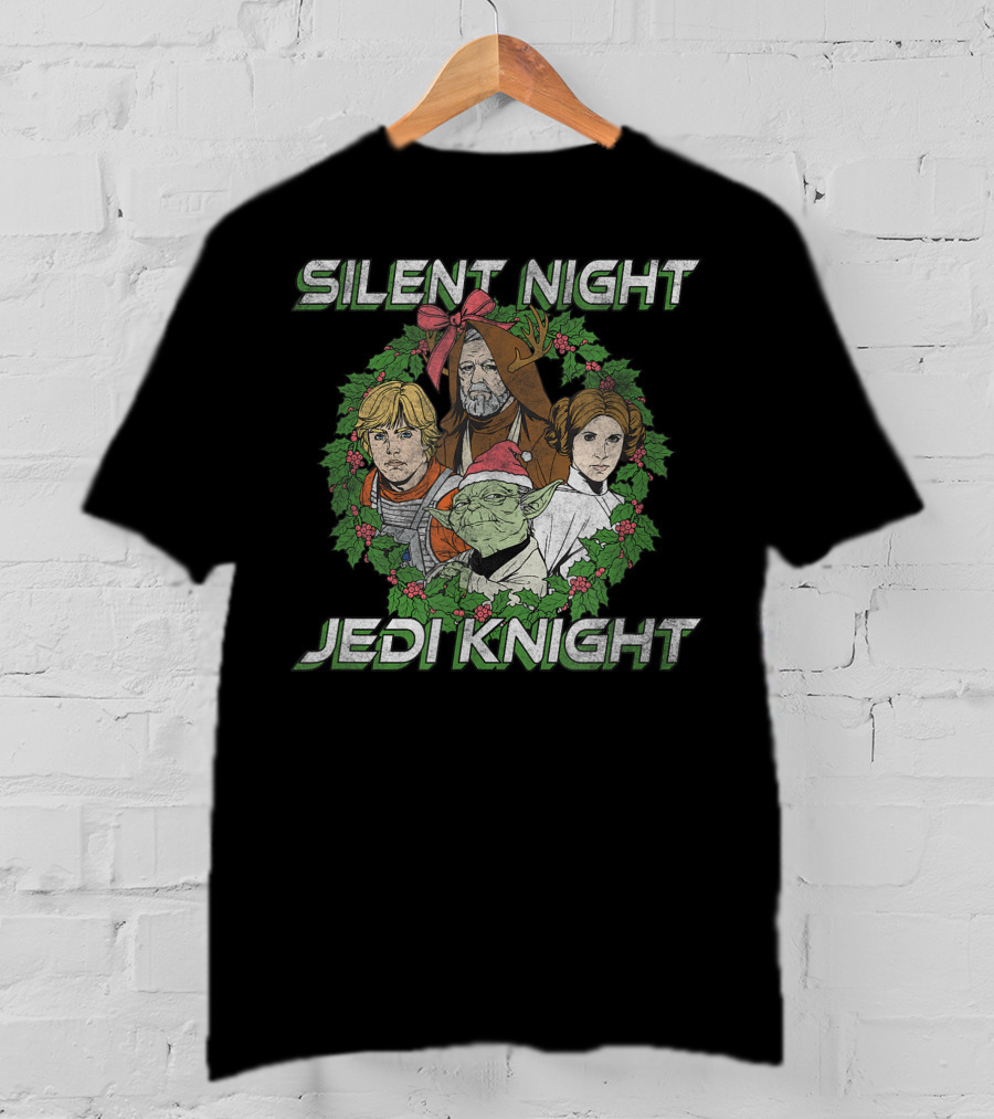 Silent Night Jedi Knight Star Wars Christmas Wreath Group T-Shirt