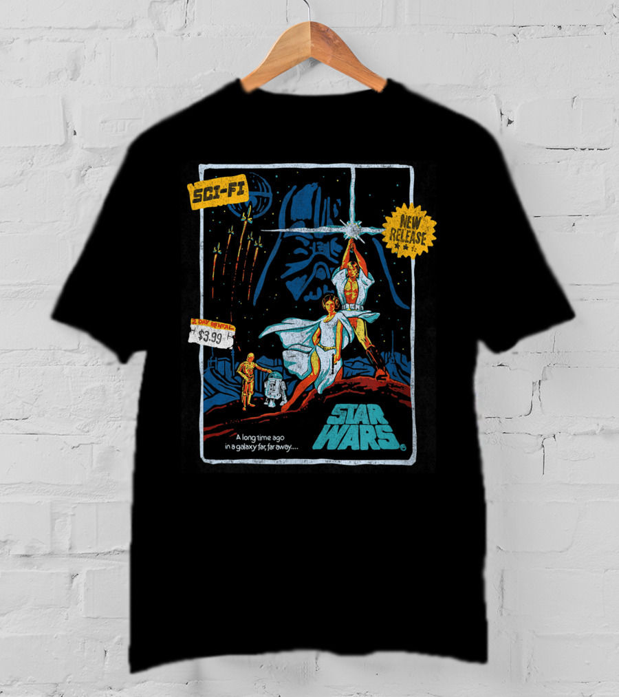 Star Wars Episode Four Luke Skywalker New Release $3.99 Vintage Sci-Fi VHS Cover T-Shirt