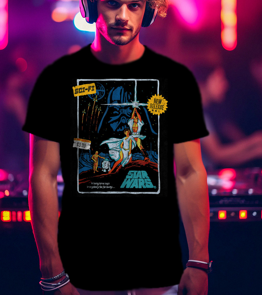 Star Wars Episode Four Luke Skywalker New Release $3.99 Vintage Sci-Fi VHS Cover T-Shirt