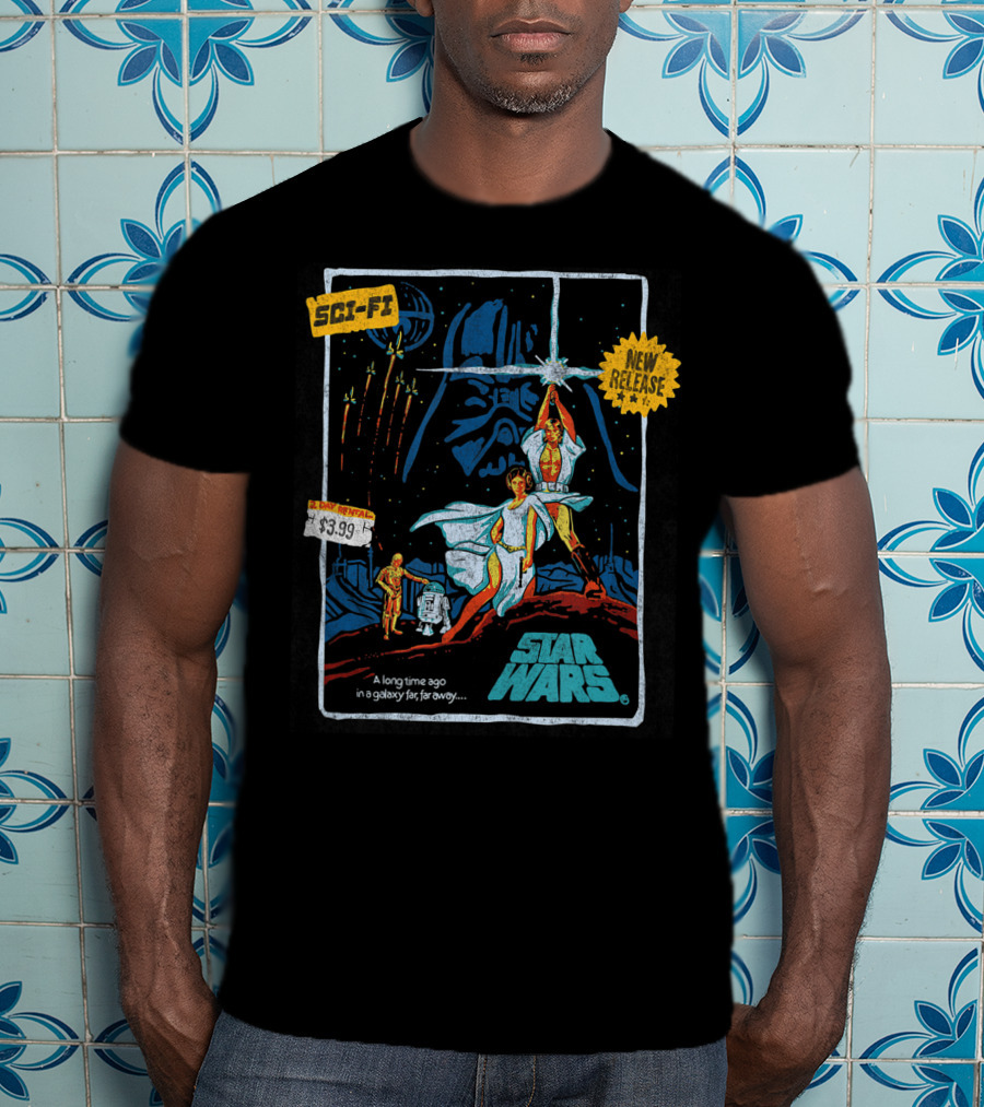 Star Wars Episode Four Luke Skywalker New Release $3.99 Vintage Sci-Fi VHS Cover T-Shirt