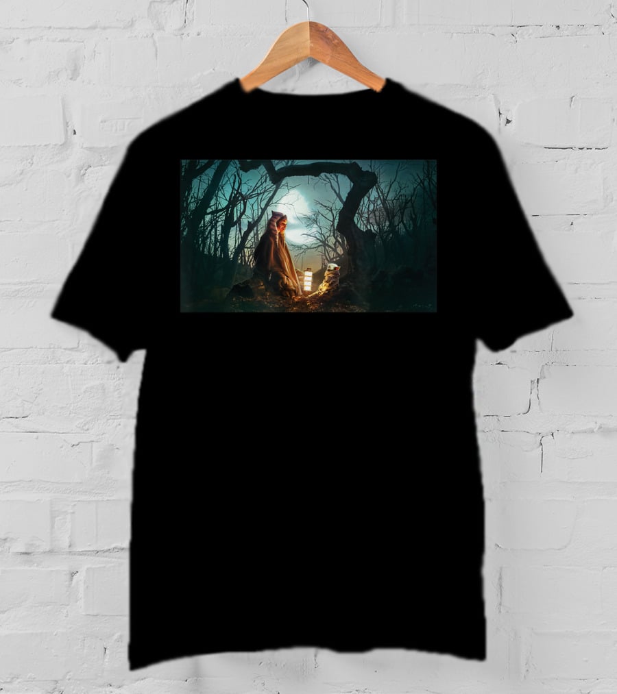 Star Wars The Mandalorian Ahsoka Grogu Jedi Ways Mysterious Forest Panel T-Shirt