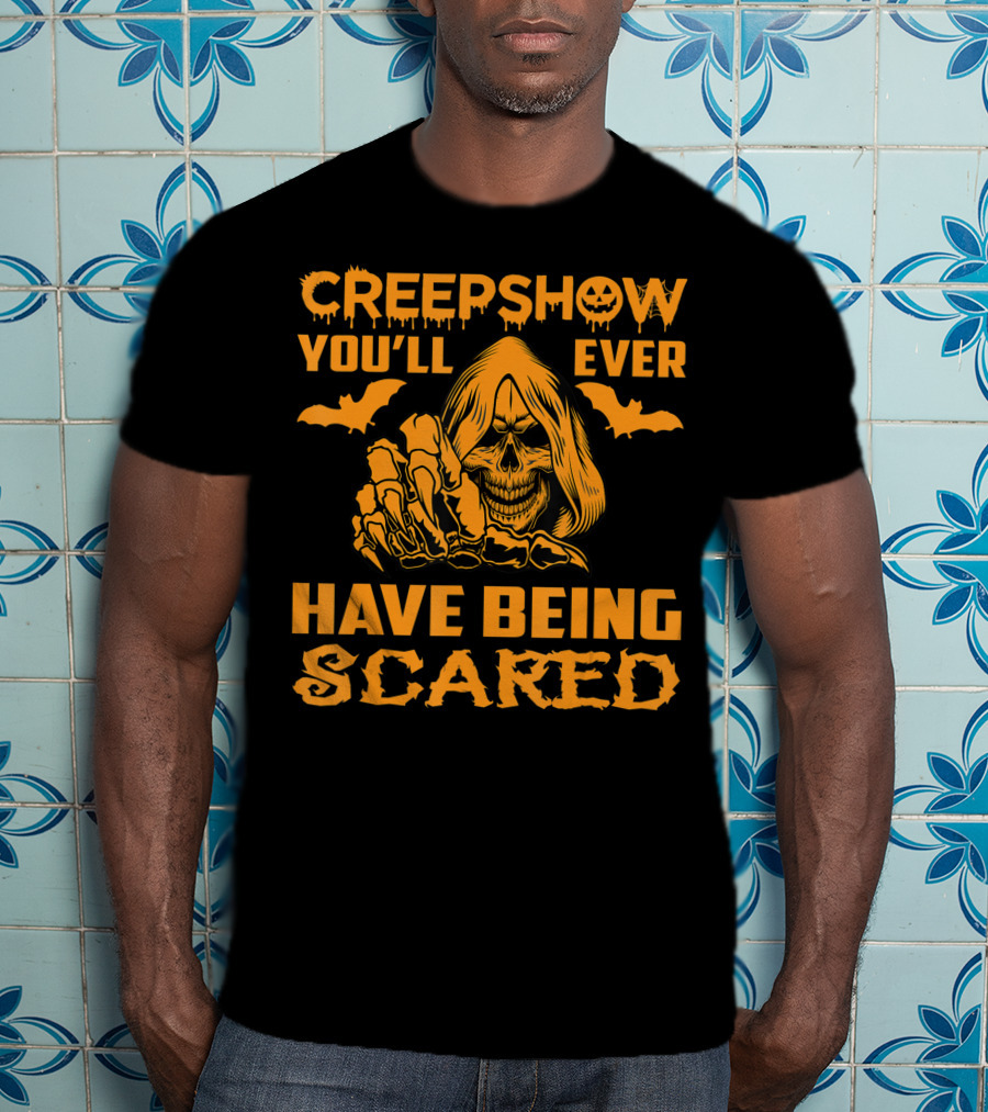 Creepshow You'll Ever Have Being Scared Horror Skeleton Hooded Grim Reaper With Bats T-Shirt