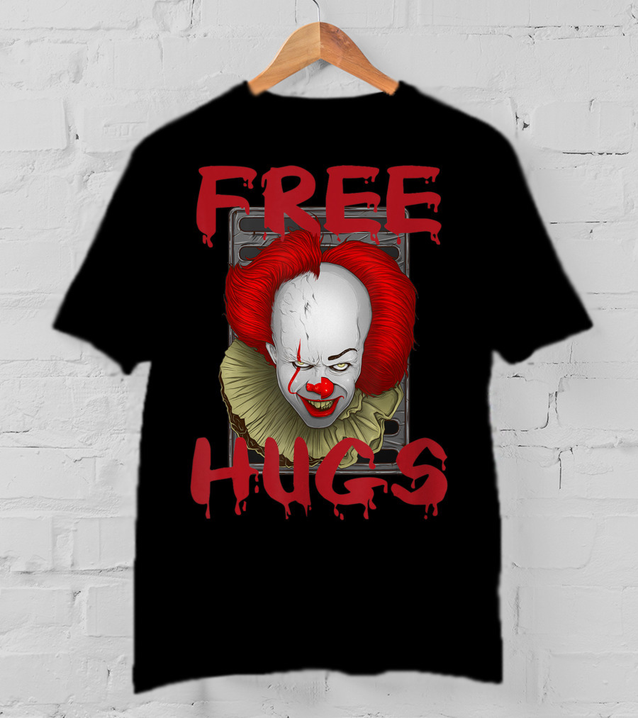 Free Hugs Halloween Evil Killer Scary Clown T-Shirt