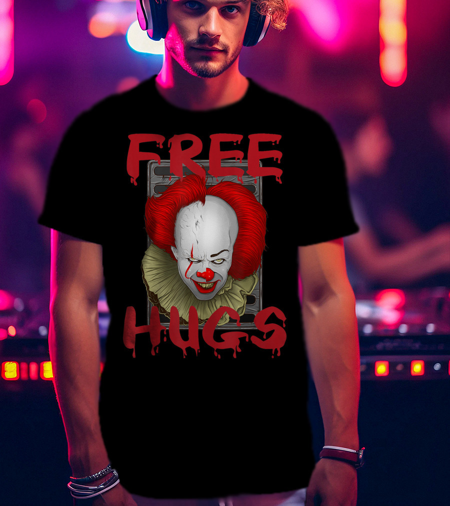 Free Hugs Halloween Evil Killer Scary Clown T-Shirt