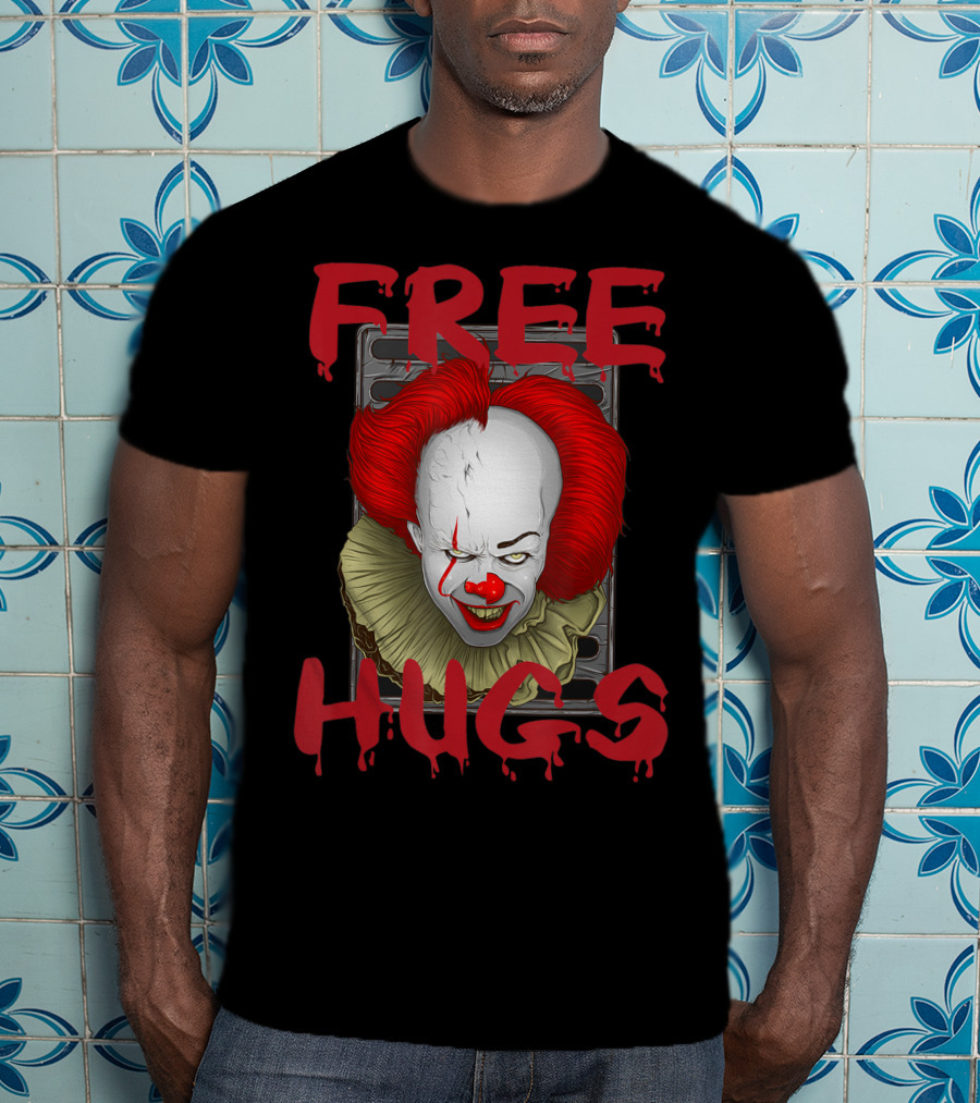 Free Hugs Halloween Evil Killer Scary Clown T-Shirt