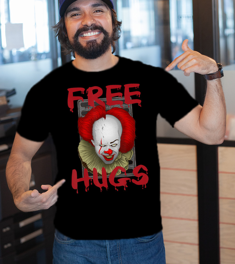 Free Hugs Halloween Evil Killer Scary Clown T-Shirt