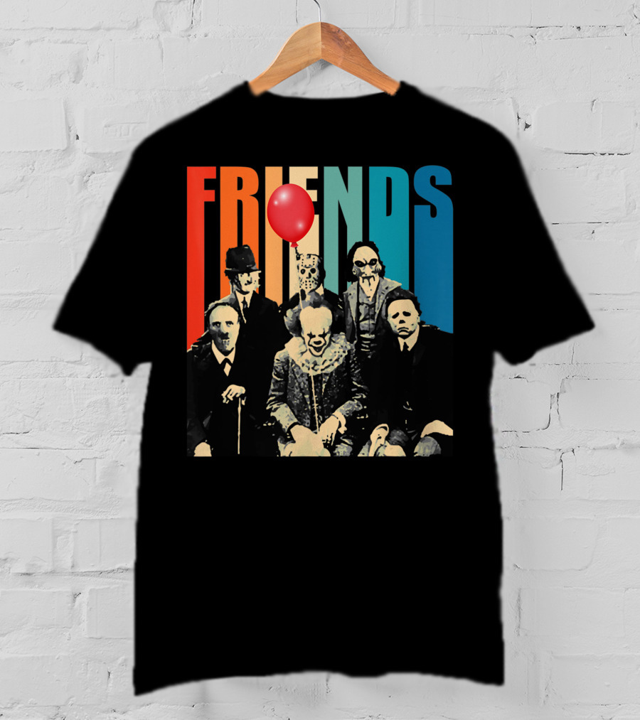 Friends Evil Scary Haunted Halloween Mask Horror Characters Balloon T-Shirt