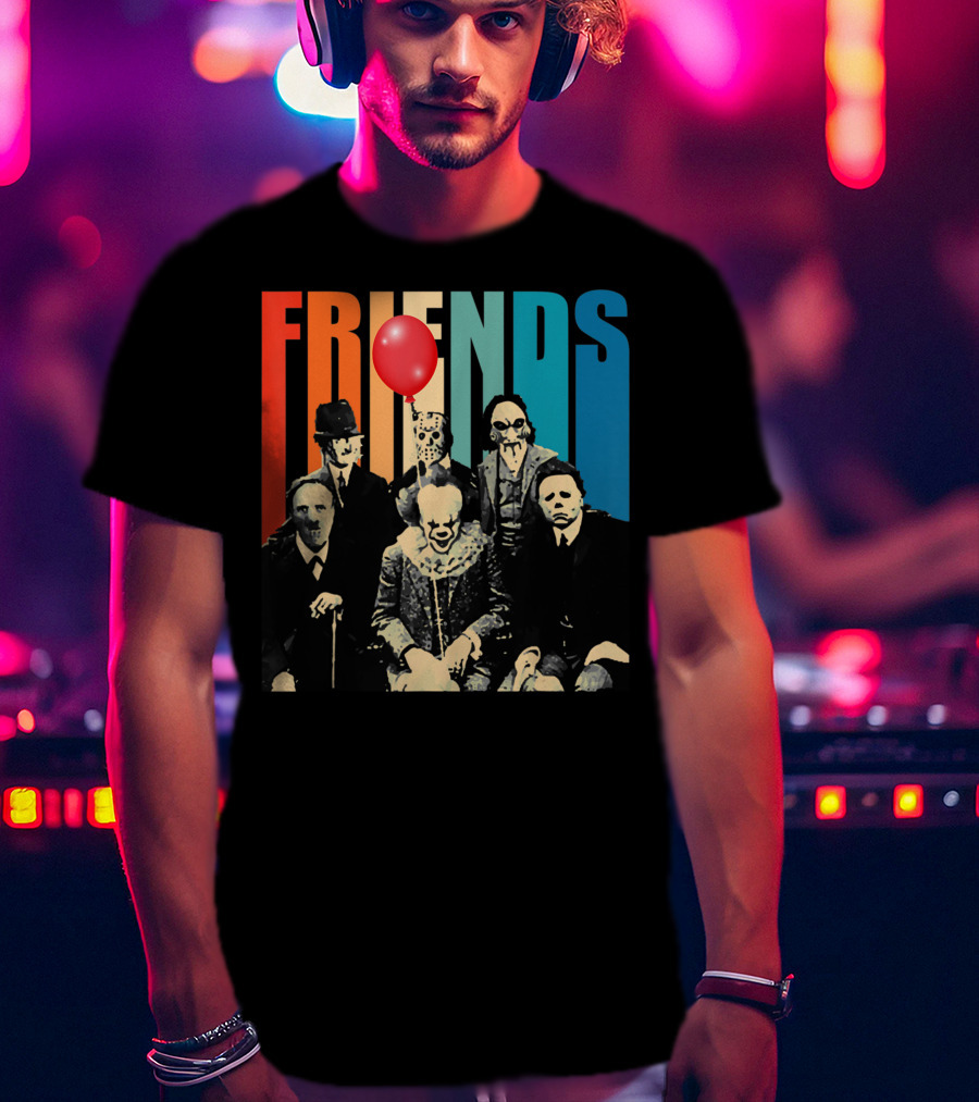 Friends Evil Scary Haunted Halloween Mask Horror Characters Balloon T-Shirt