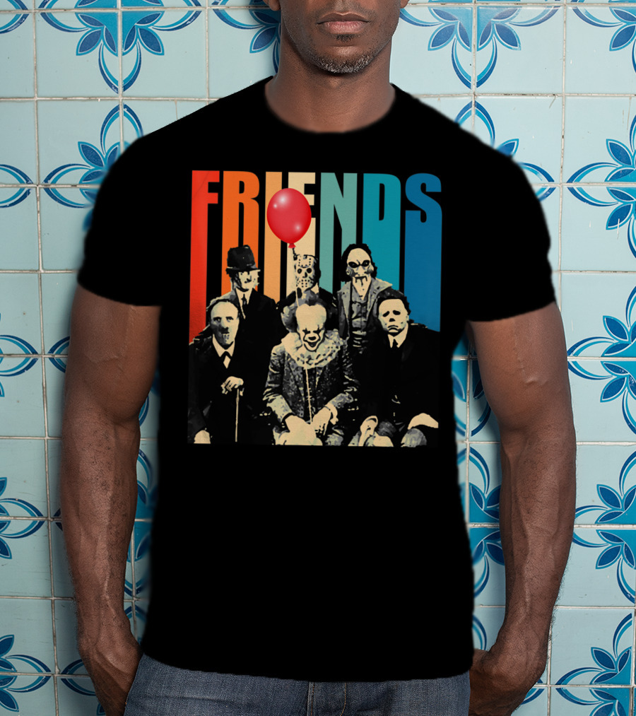 Friends Evil Scary Haunted Halloween Mask Horror Characters Balloon T-Shirt