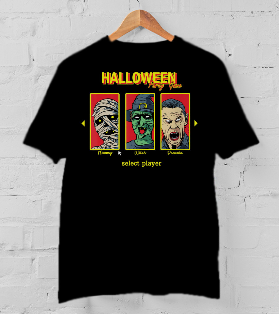 Halloween Party Game Mummy Witch Dracula Select Player T-Shirt