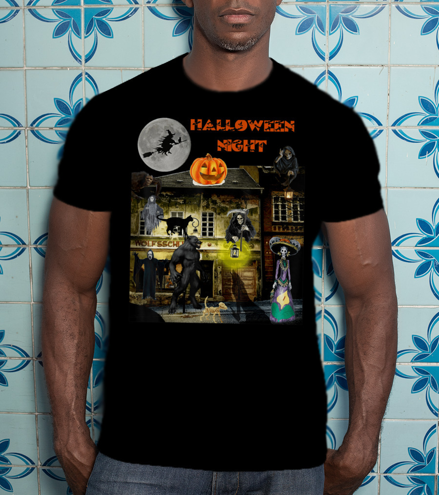 Halloween Night Haunted Classic Monsters House T-Shirt