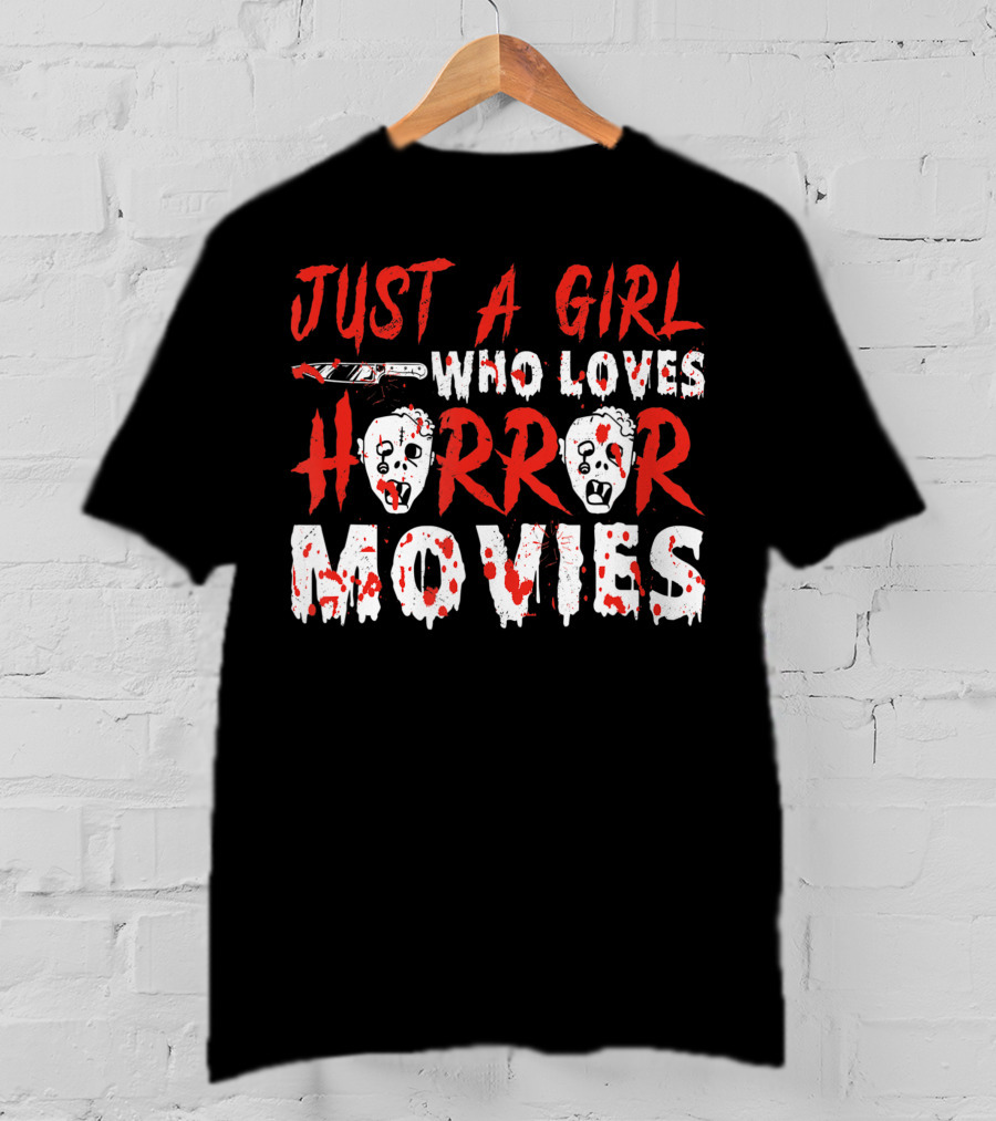 Just A Girl Who Loves Horror Movies Knife Mask Halloween T-Shirt