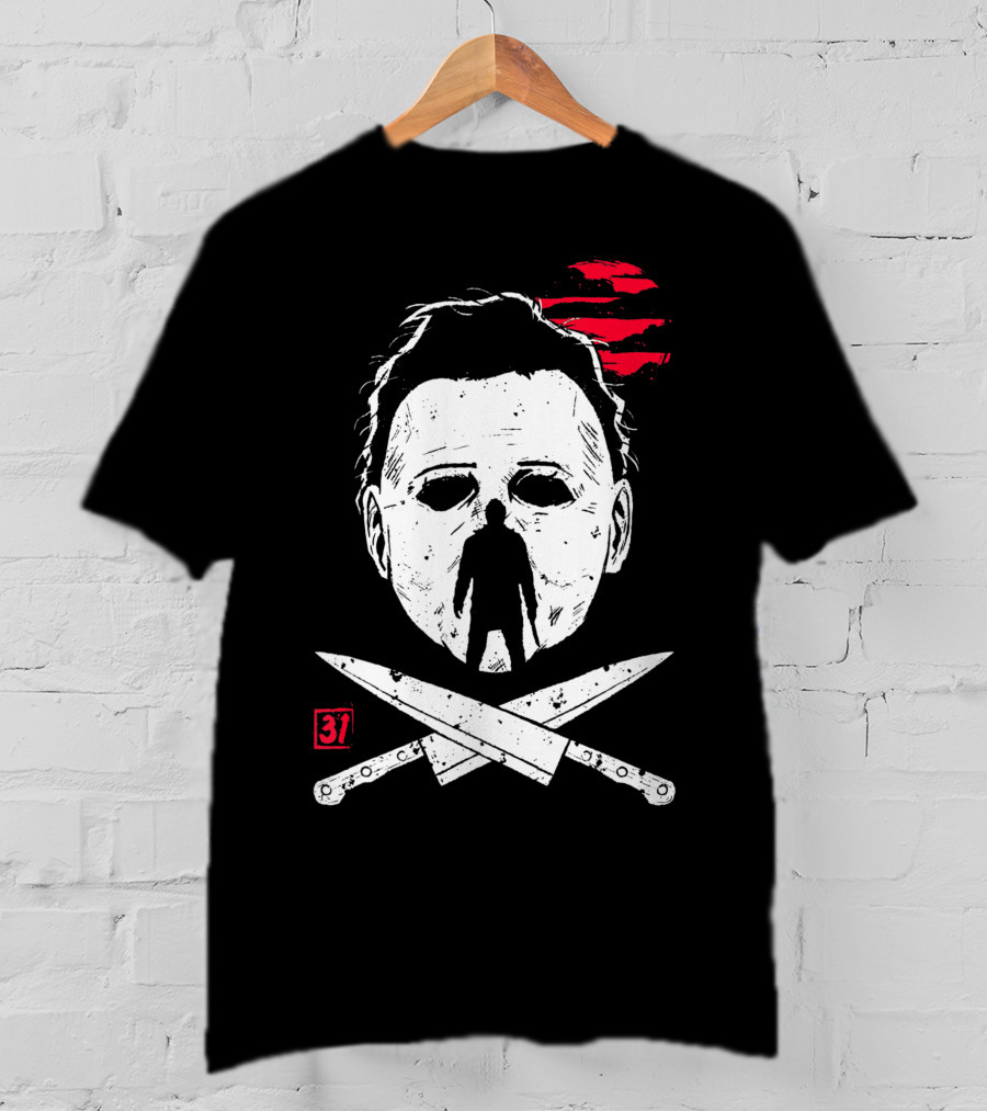 Horror Friday Halloween 37 Michael Myers Mask Knives T-Shirt