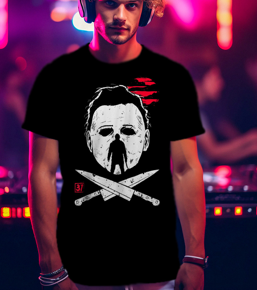 Horror Friday Halloween 37 Michael Myers Mask Knives T-Shirt